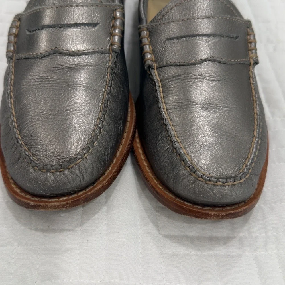 GH Bass Weejuns Men Metallic Pewter Silver‎ Leather Penny Loafers 8.5 M 22831